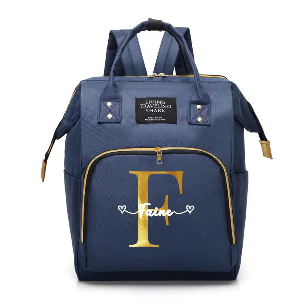 Personalized Oxford Cloth Diaper Bag with Large Capacity and Bottle Organizer