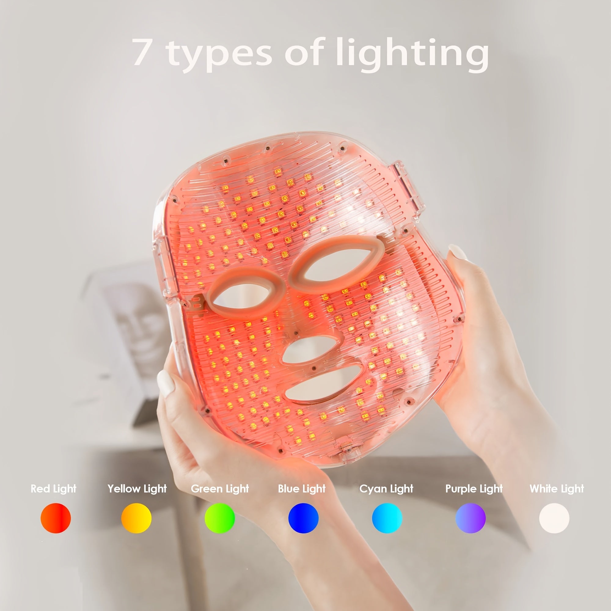 Dispositivo de mascarilla facial con carga USB, batería grande, 7 colores para hombres y mujeres