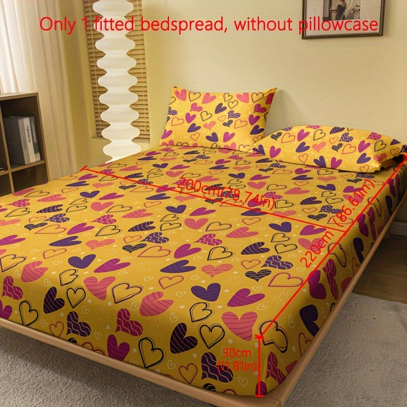 Soft Heart Print Fitted Sheet Deep Pockets Bed Bedroom Guest Room