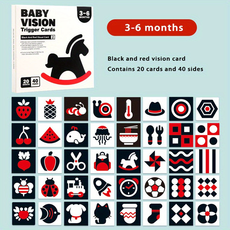 Children's Black and White Visual Stimulation Cards for Newborns 0-3 Months