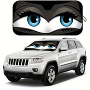 Kichkina multfilm katta ko'zlar quyosh nurlari uchun SUV va sedanga mos keladigan, roll-up polyester old oynani himoyalovchi quyosh nurlari uchun qopqoq