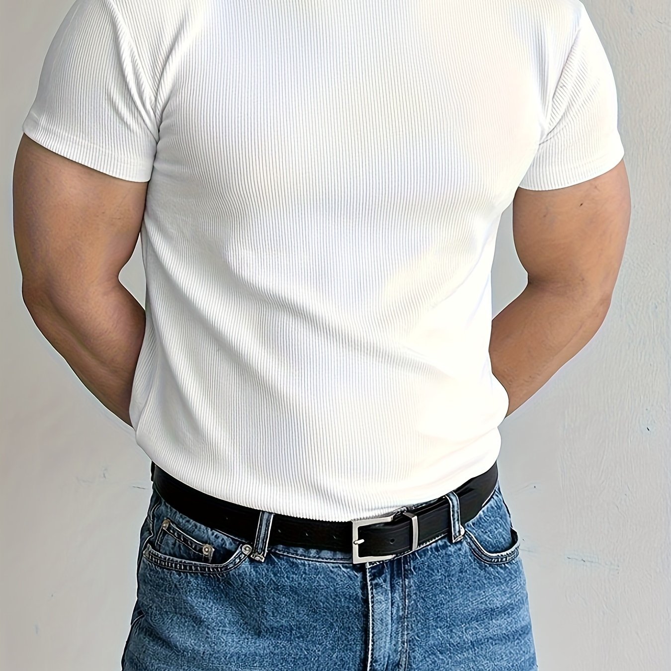 Camiseta deportiva elástica transpirable para hombre, ideal para correr y hacer ejercicio, de manga corta