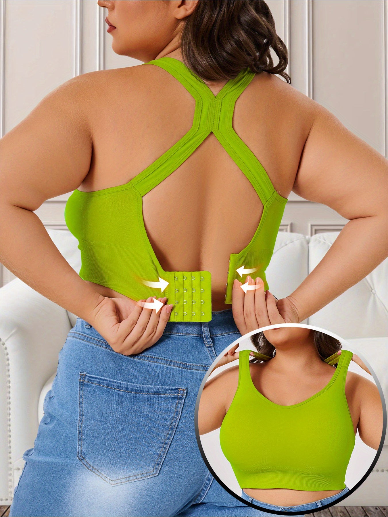 Women's Breathable Sports Bra Plus-Size Support Removable Padding