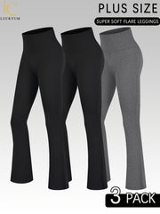 Pantalones de yoga de talla grande para mujer de color sólido con cinturilla ancha y pierna acampanada ropa deportiva