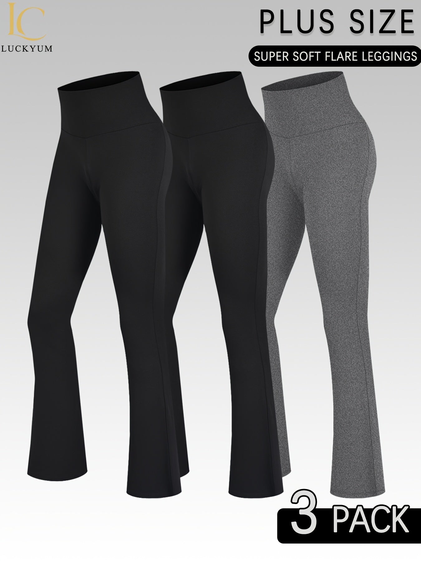 Pantalones de yoga de talla grande para mujer de color sólido con cinturilla ancha y pierna acampanada ropa deportiva