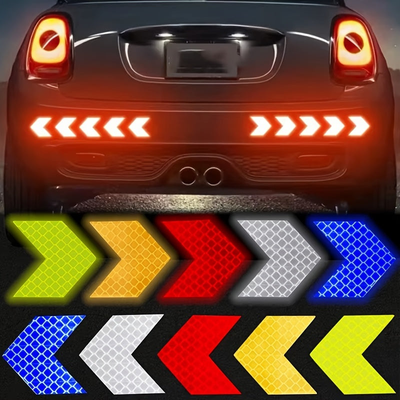 10 Pcs Reflective Arrow Stickers PET High-Visibility Safety Decals for Vehicles