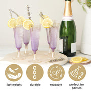 25 Pack Gold Glitter Plastic Champagne Flutes 5oz Eco-Friendly Wedding Party