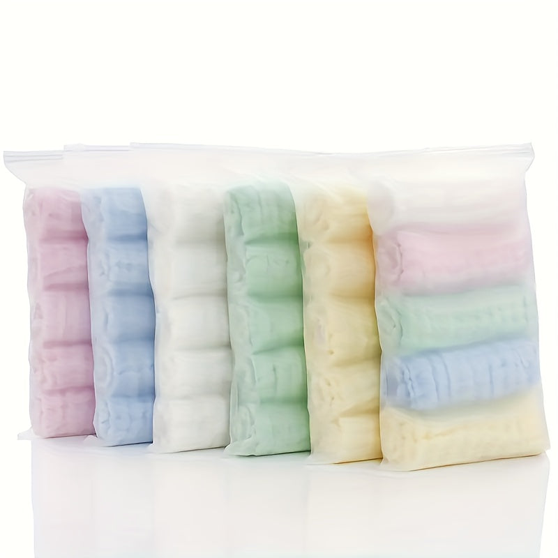 5-Pack Infant Cotton Gauze Burp Cloths Soft Absorbent White Blue for Baby Bath and Travel