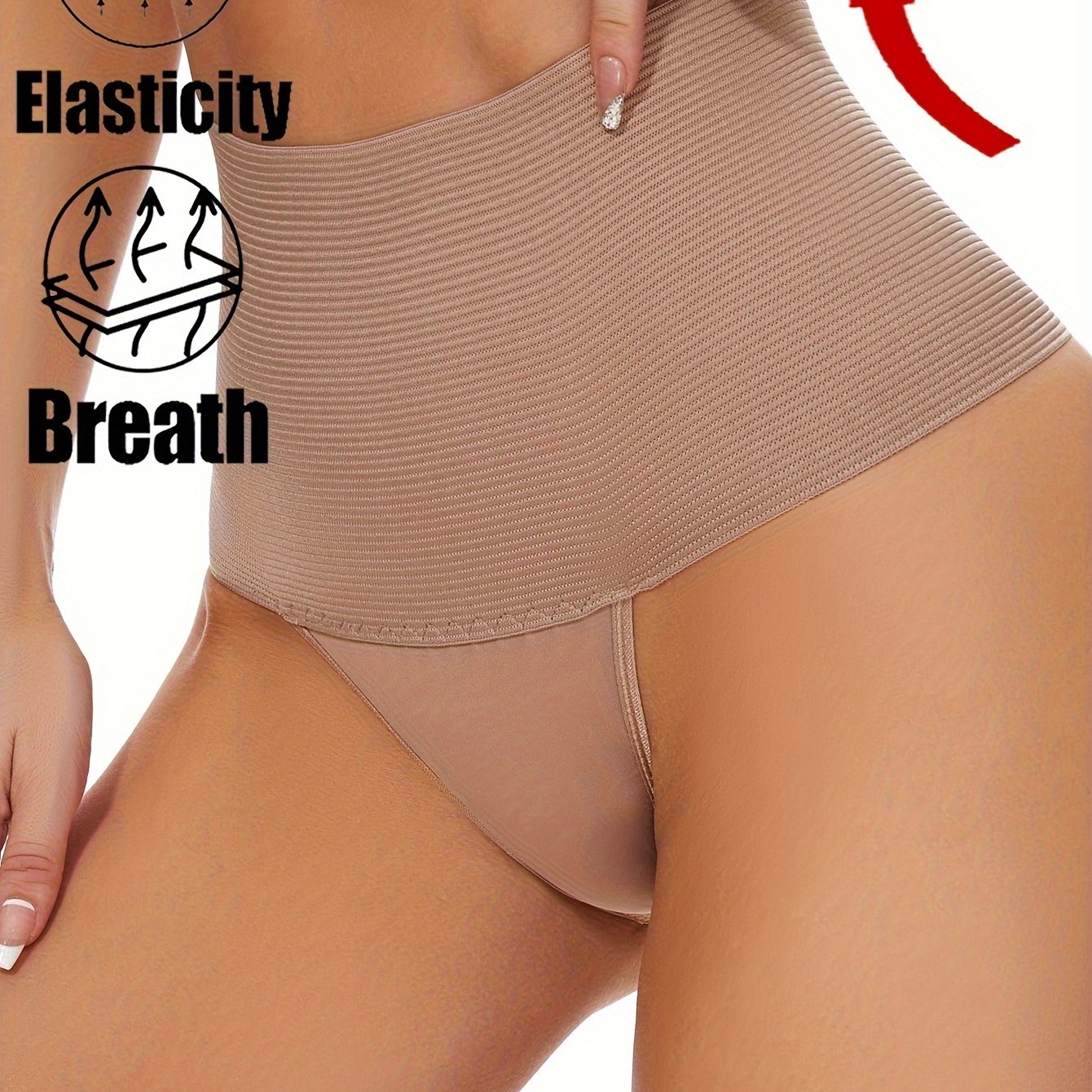 Panties moldeadoras de cintura alta para mujer, control de abdomen, tanga de color sólido