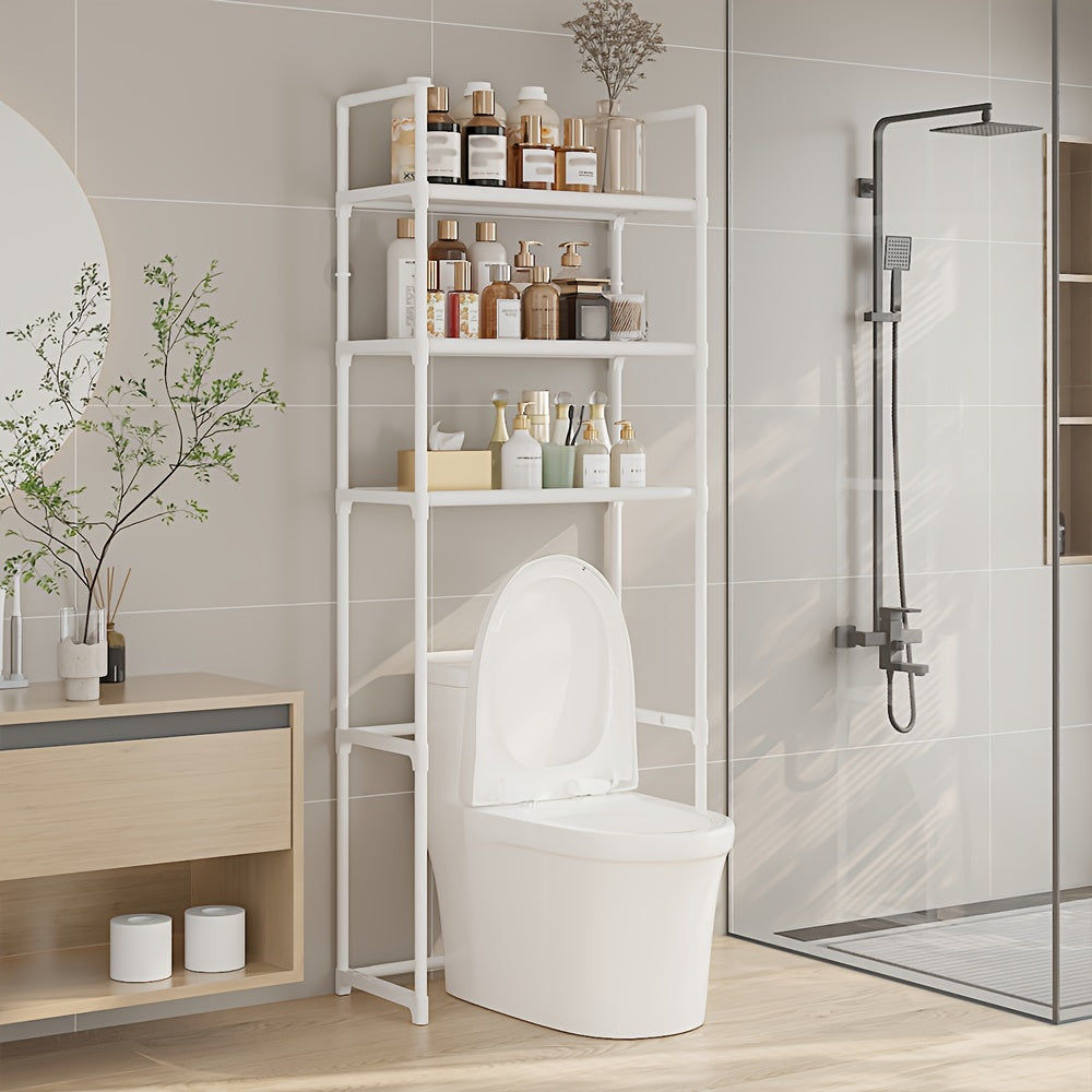 Multi-Purpose Bathroom Laundry Storage Rack Over Toilet 2 Tiers Plastic Metal