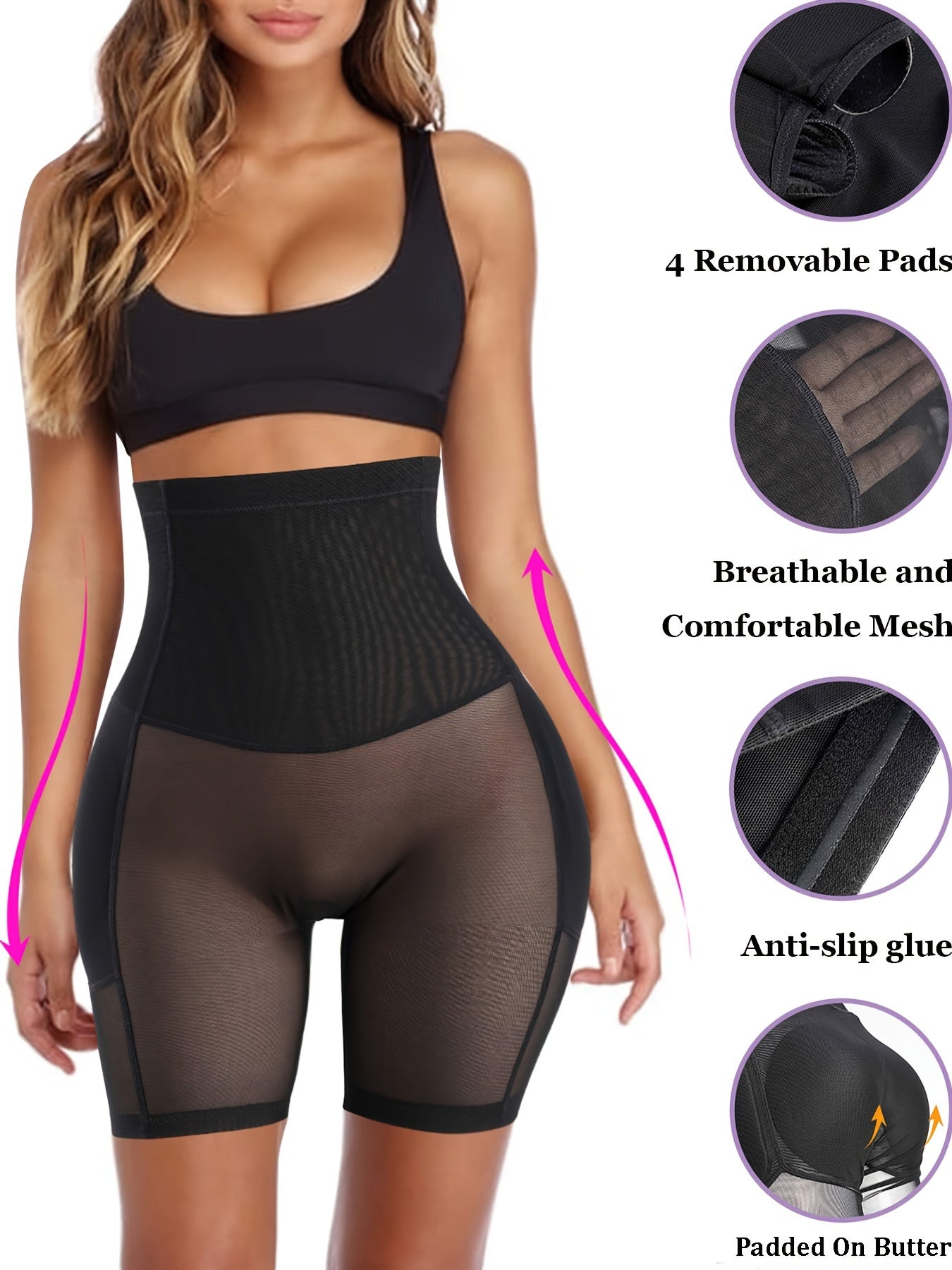 High Waist Shaping Shorts for Women Seamless Tummy Control Butt Lifter Breathable Nylon Spandex