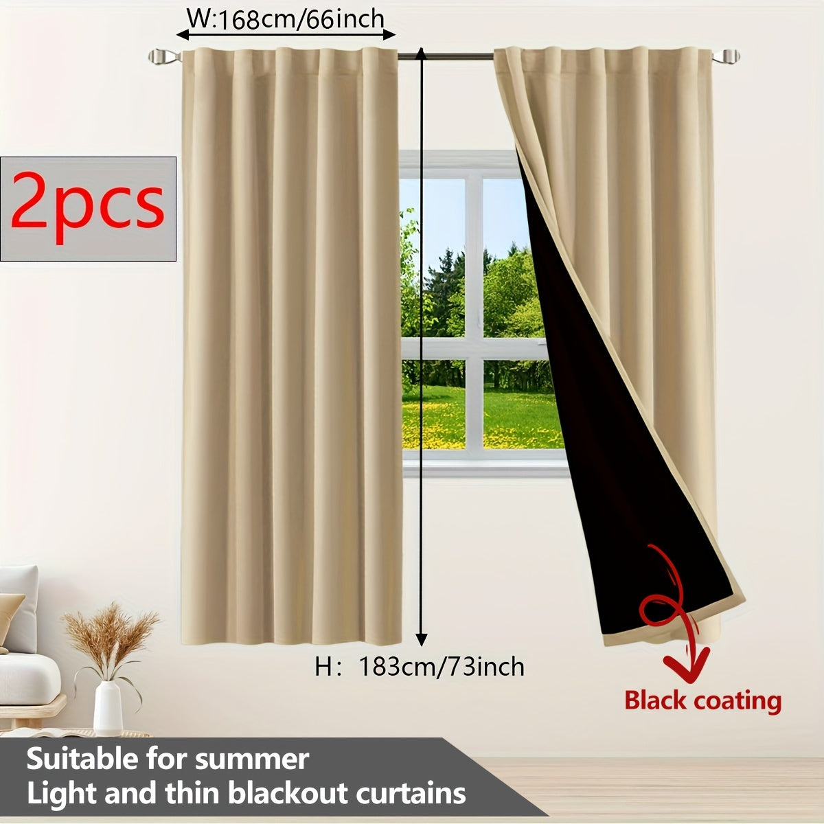Two Pieces Blackout Curtains Thermal Insulated Twill for Bedroom Living Room