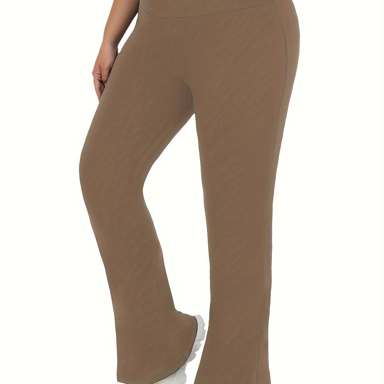 Plus Size Women's Soft High Waisted Flare Pants Tummy Control Bootleg