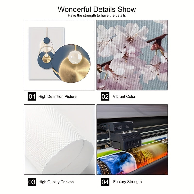 3-chi bo‘lak zamonaviy devor san’ati to‘plami, oltin va ko‘k abstrakt kanvas chop etishlar, yashash xonasi va ofis uchun ramkasiz