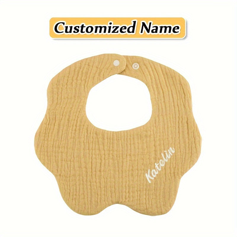 Baby Bibs Set of 3 Soft Cotton Adjustable Snap Buttons Custom Engraving for Infants and Toddlers