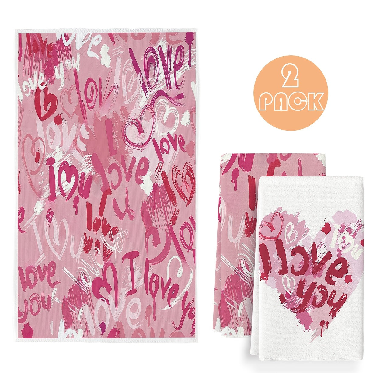 Kitchen Cleaning Set With Heart Pattern Dishcloth Scouring Pad and Cloth