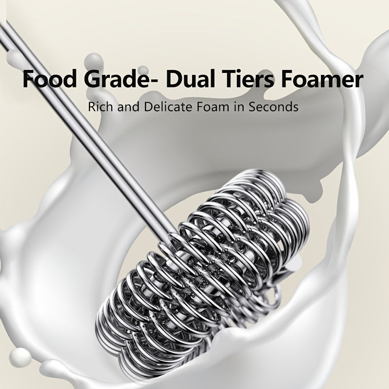 Mini Electric Milk Frother Stainless Steel USB Rechargeable 3 Speeds