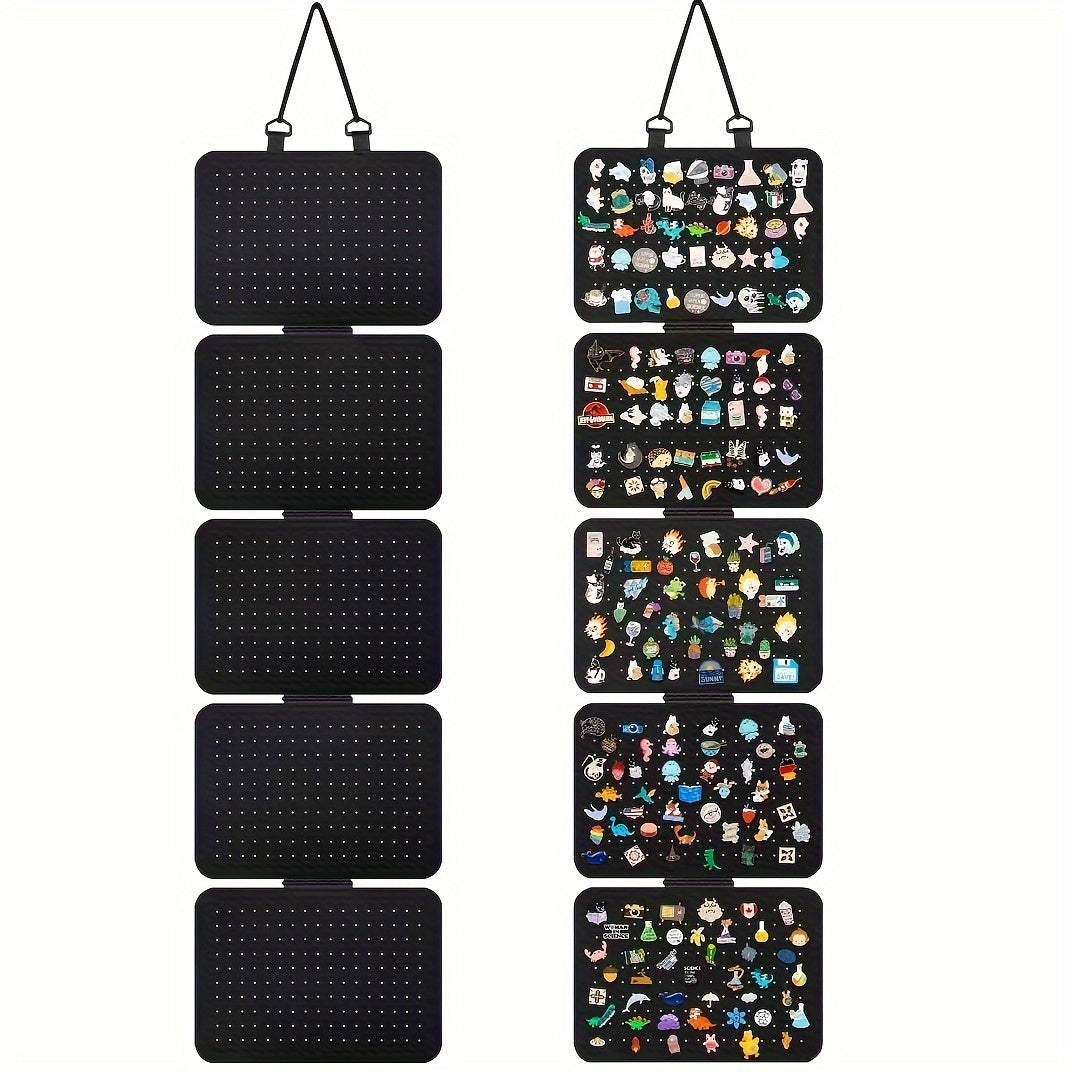 Black Felt Jewelry Organizer Wall Hanging Storage Pouch for Earrings Medals Brooches