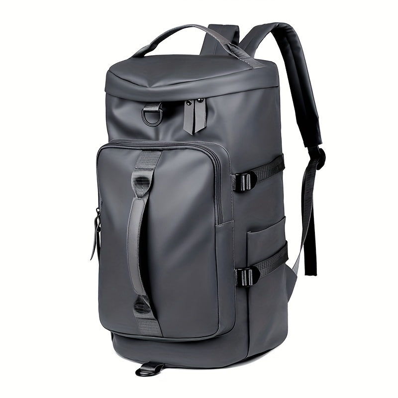 Ko'p maqsadli ochiq sayohat ruksak, kulrang/qora rangda, mustahkam PU materialidan tayyorlangan. Sport, fitnes, tasodifiy sayohatlar va qo'l yuklari sifatida mukammal. Ikki yelka tasmasi va ...