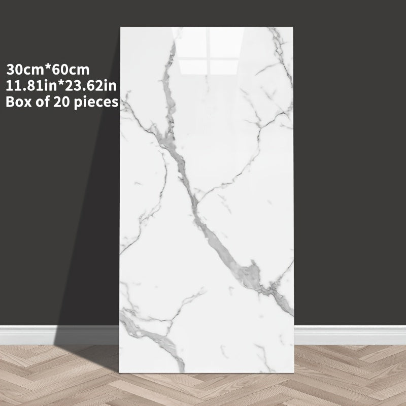 Marble Effect Self-Adhesive Wall Tiles Vinyl Waterproof Easy to Clean for Bathroom Kitchen Living Room Bedroom Pack of 10 20 or 50