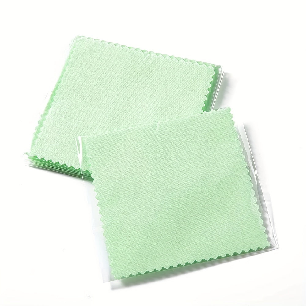 Pack of 50 Jewelry Polishing Cloths 8x8cm White Gray Blue Green for Cleaning and Polishing