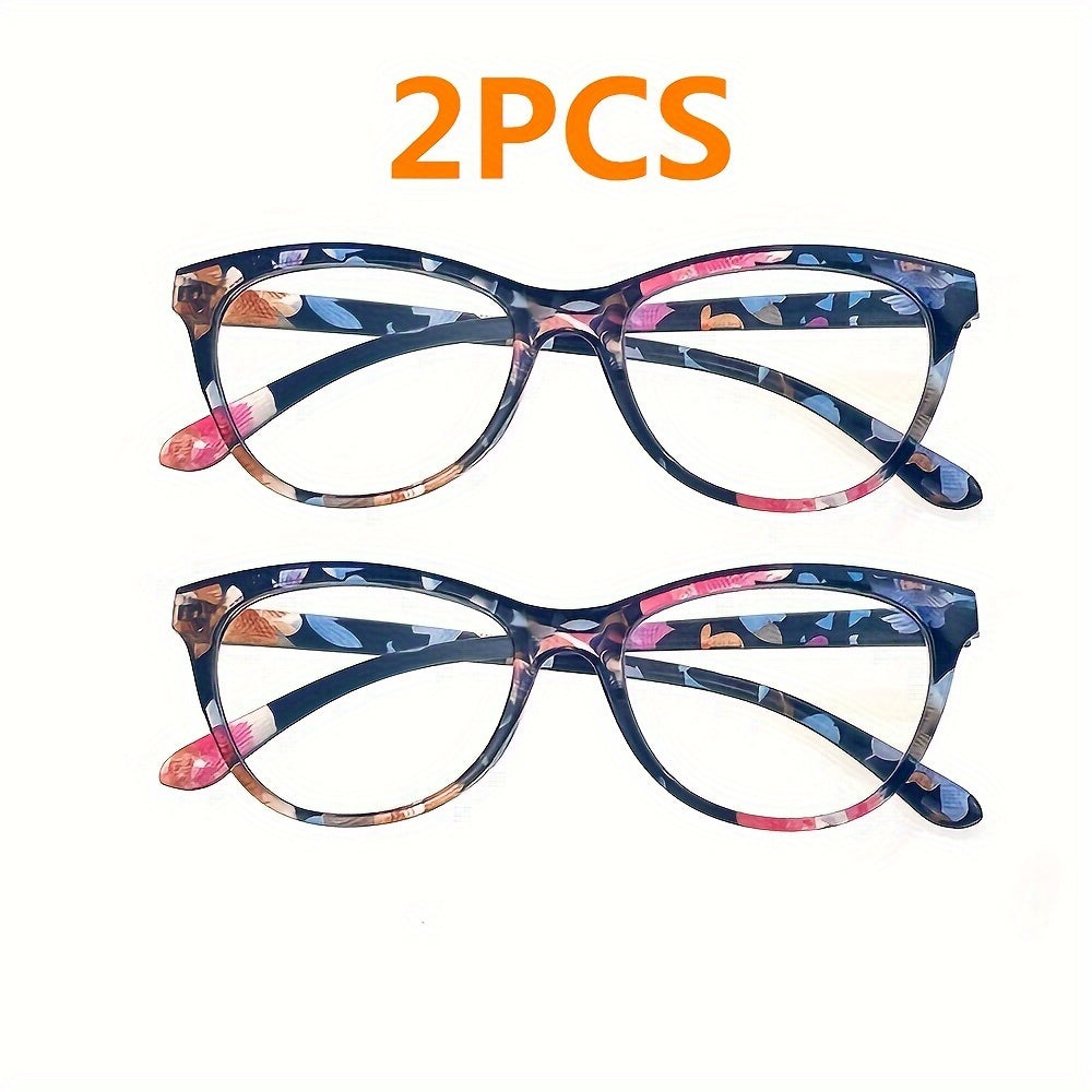 Gafas de lectura cuadradas para mujer con patrón de impresión de marco completo para presbicia