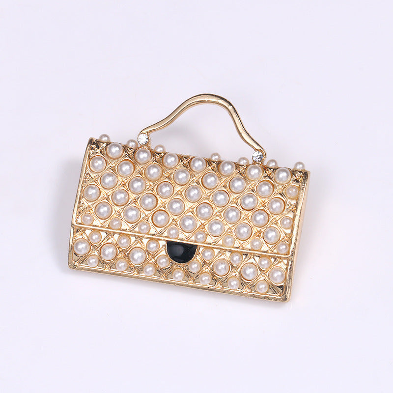 Women's Enamel Bag-Shaped Brooch Pin Stylish Korean Fashion Accessory
