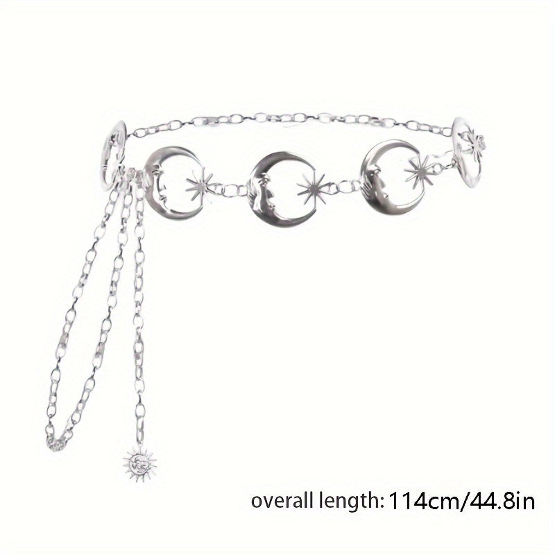 Women's Gold Waist Chain with Sun, Moon, and Star Charms Body Chain Belt