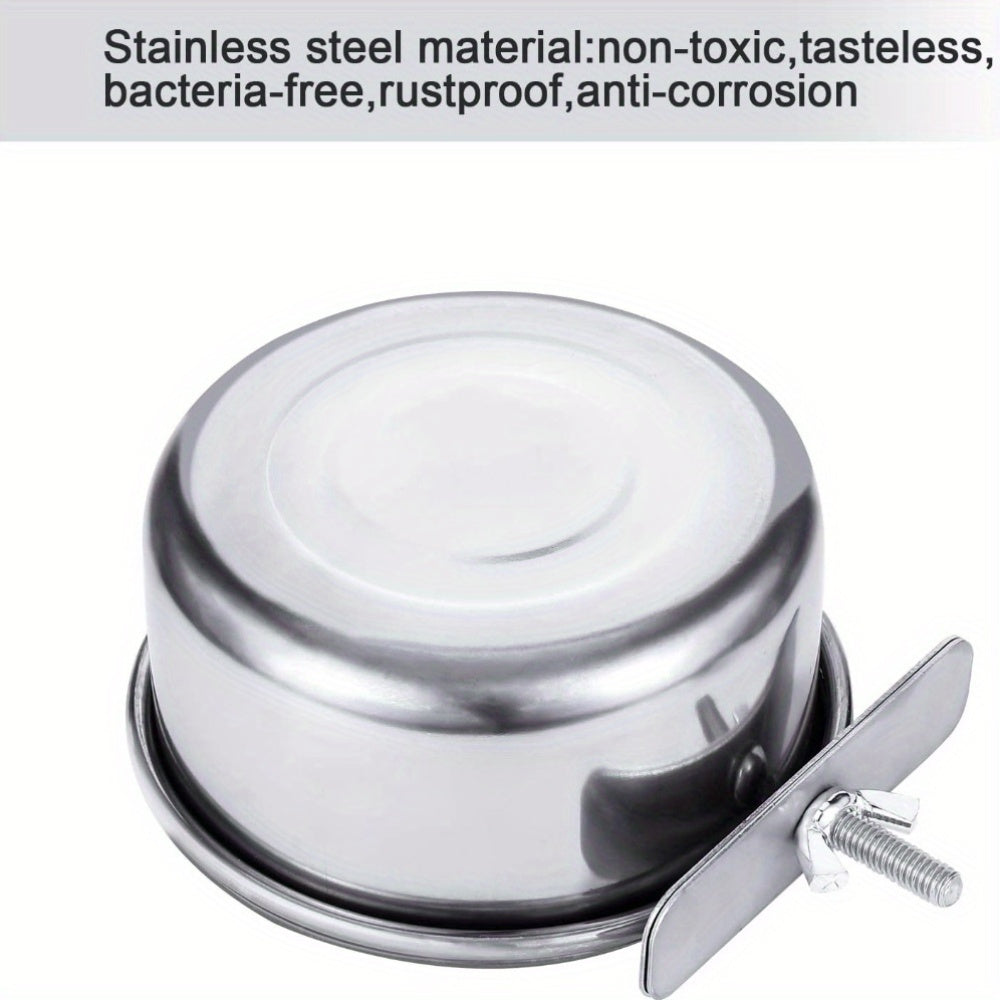 Stainless Steel Reptile Feeding Dish with Clamp Holder for Water and Food