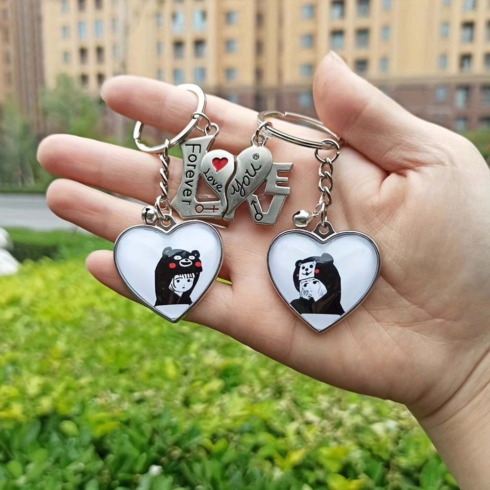 Customizable Couple Keychain with Personalized Photos Heart-Shaped Love Charm Durable Metal Gift for Weddings Anniversaries Valentine