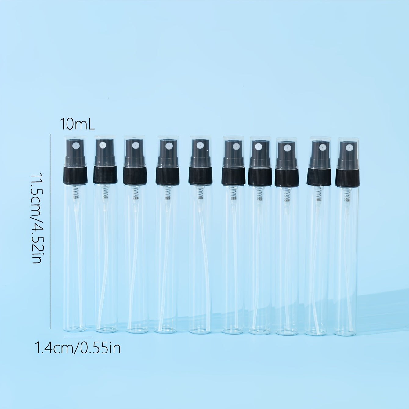 48 Pack Mini 10ml Glass Travel Spray Bottles Black and Transparent for Perfume Essential Oils