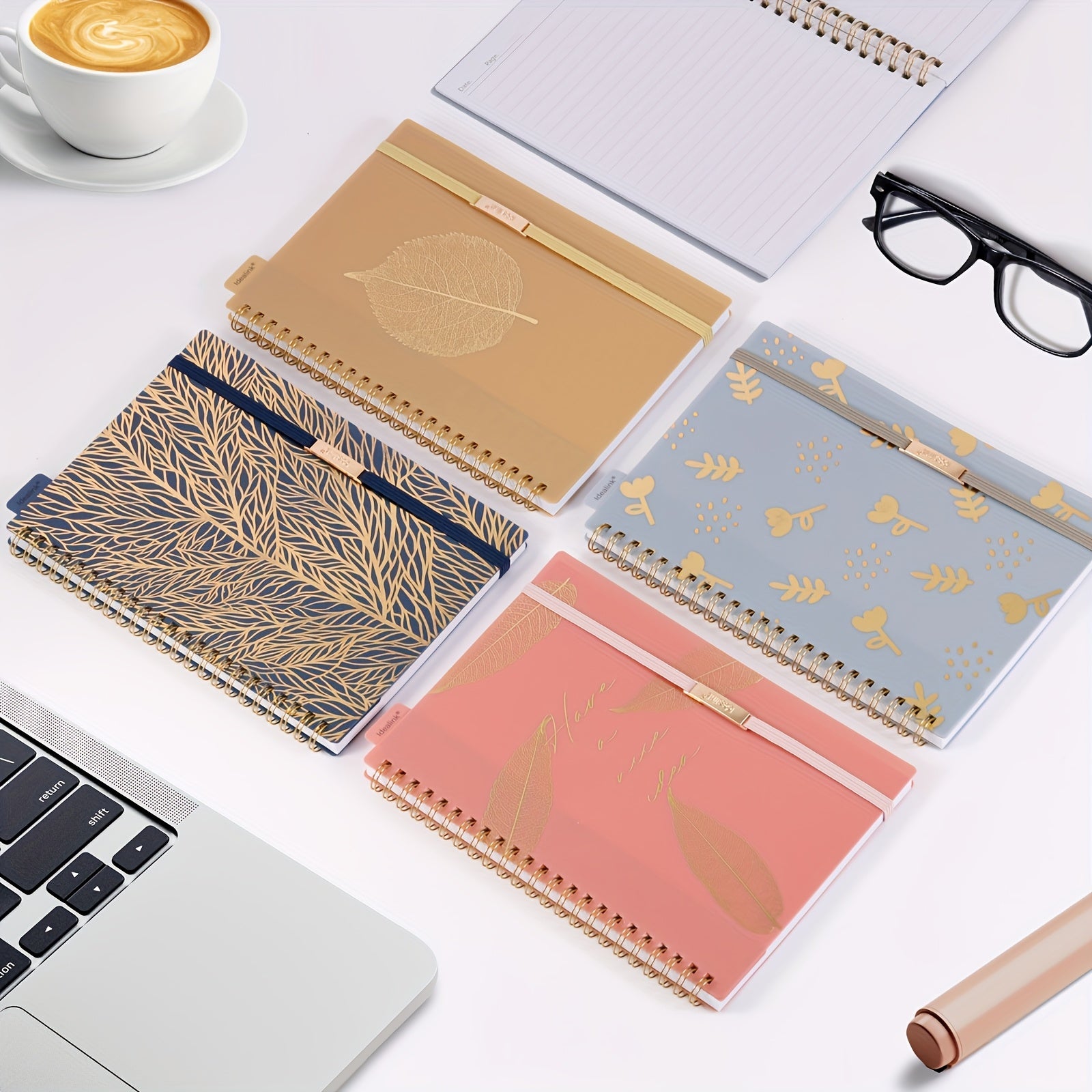 Spiral Notebook A5/A6 Floral Design Hot Stamping 160 Pages Study Planner Office Supplies