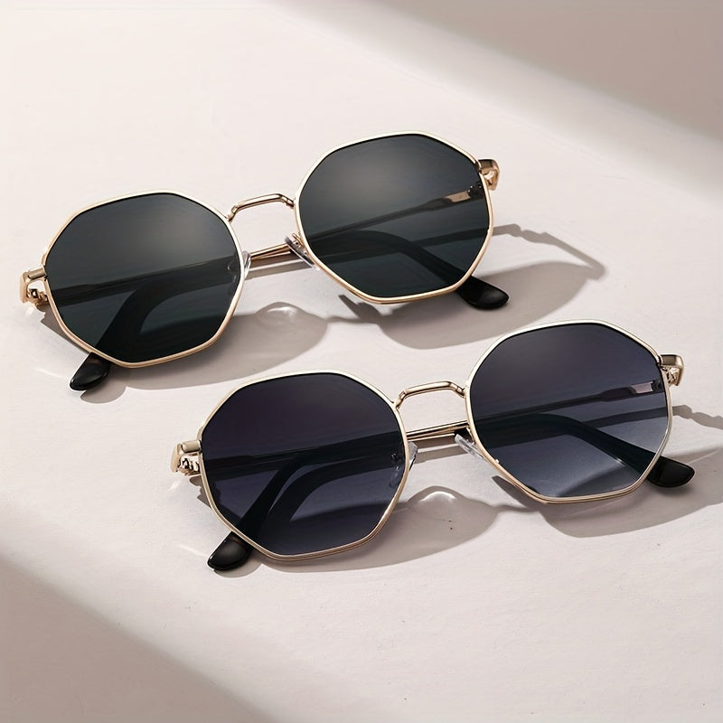 Ayollar va erkaklar uchun polygonal metall shisha to'plami, kundalik gradient dizayni, plyaj partiyasi aksessuarlari