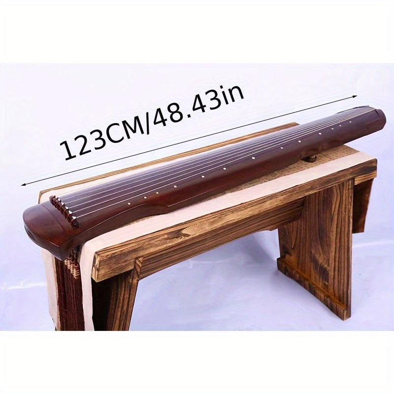 Traditional Chinese Guqin Made of Solid Paulownia Wood with Black Finish and Gold Tuning Pins for Beginners