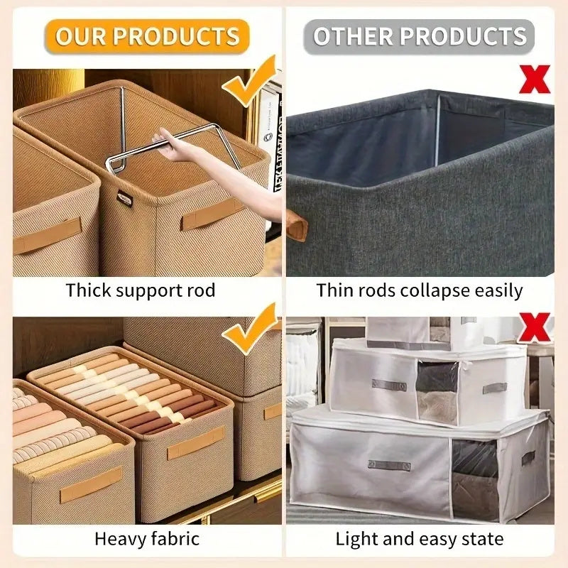 Juego de 4 cestas de tela para almacenamiento, organizador rectangular para ropa, debajo de la cama, armario de dormitorio