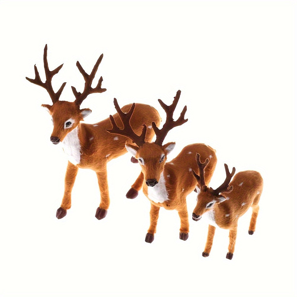 Festive Plush Reindeer Christmas Decoration Polyester Plastic No Power Holiday Home Kitchen