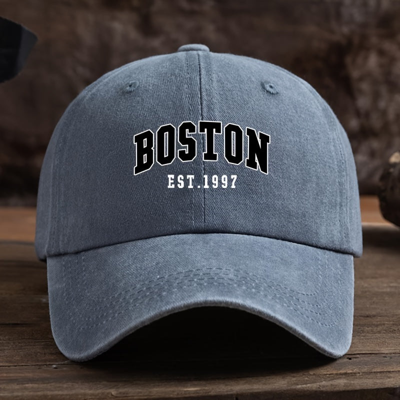 Boston Est. 1997 Unisex Moda Beysbol Shlyapa, O'zgaruvchan Qiya Qirralar bilan, To'qilgan Matodan Yasalgan, Oson Parvarish, Mashinada Yuvish/Quruq Tozalash mumkin.