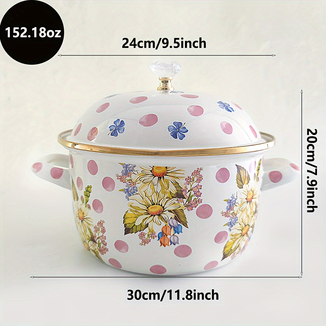 Enamel Double Ear Soup Pot Thickened High-Temperature Resistant for Electric Stove Gas Kitchenware