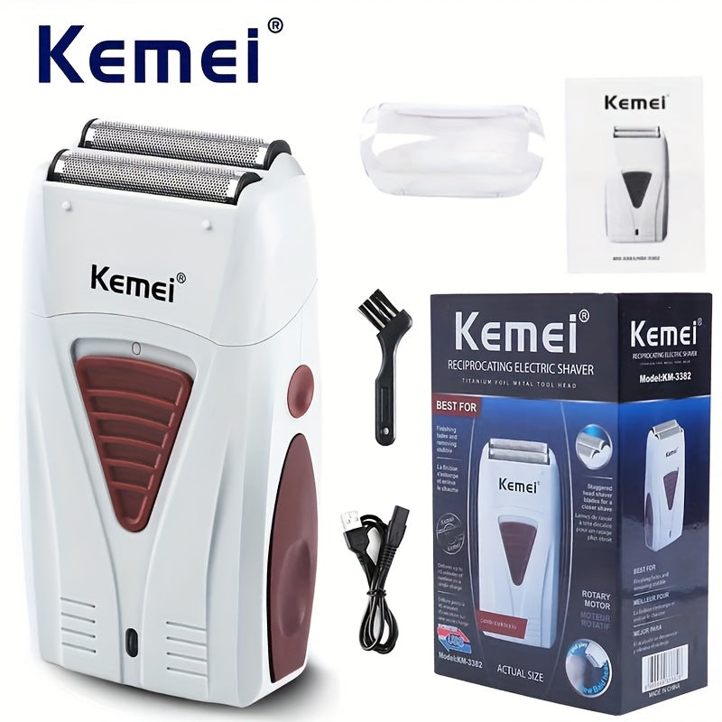 Afeitadora eléctrica para hombres, recargable por USB, 1200mAh, cuchillas dobles de acero, recortadora