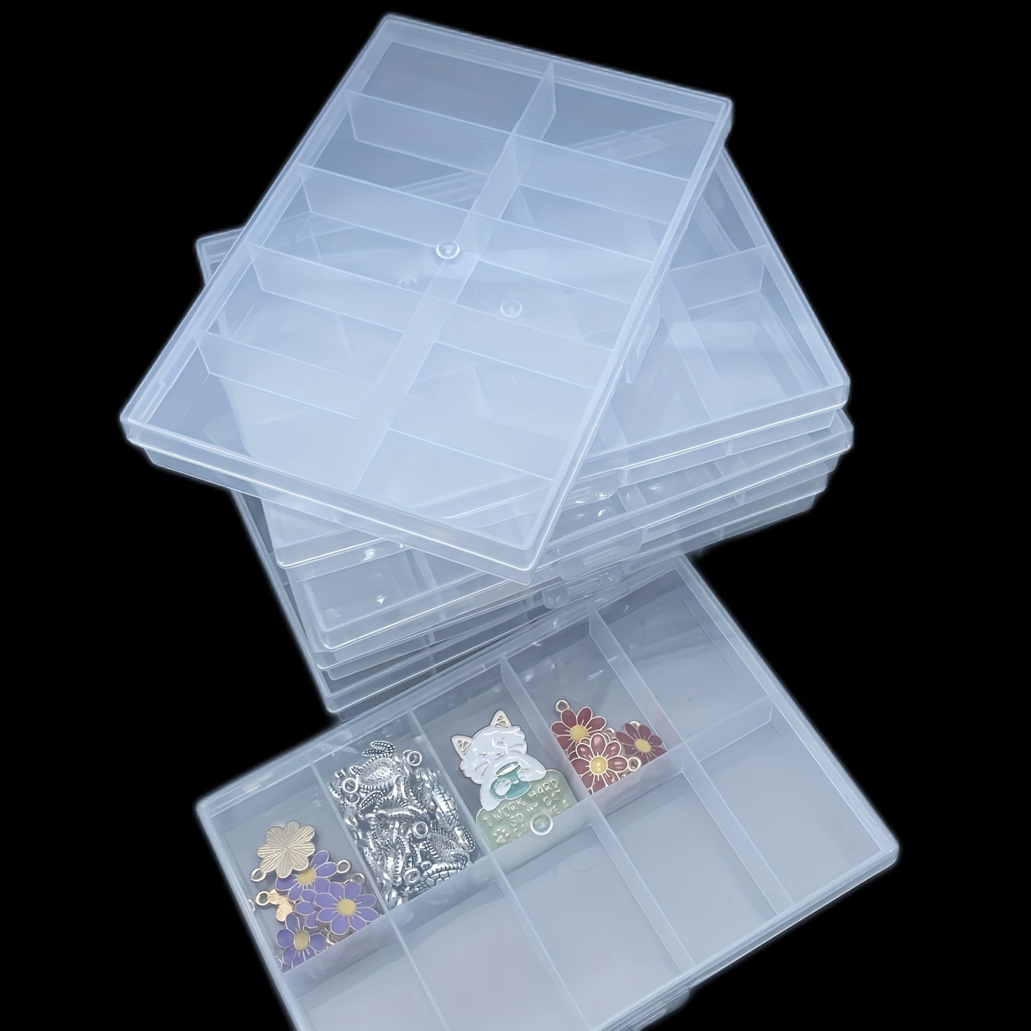 Bins de almacenamiento de plástico con 10 compartimentos para cuentas de joyería y piezas pequeñas