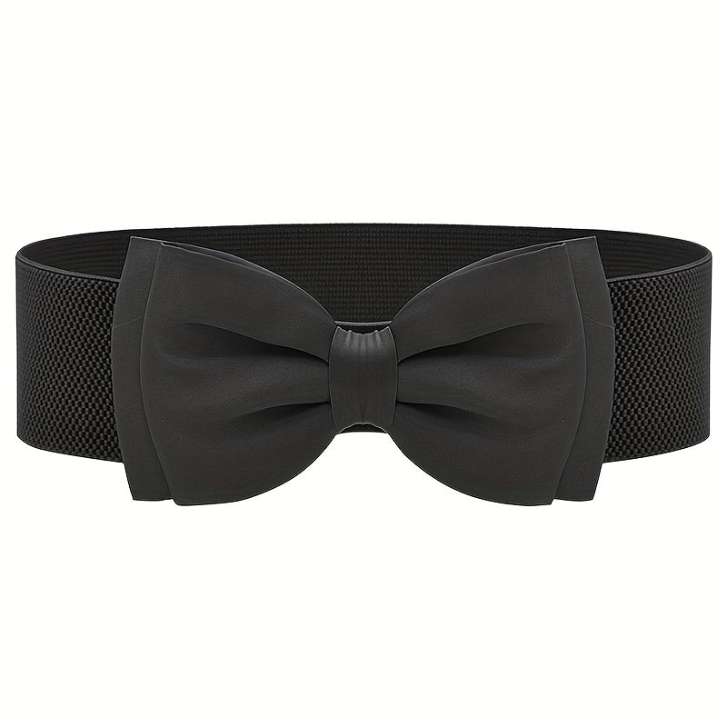Women's Dress Coat Girdle with Candy-Colored Bowknot Wide Belt and Elastic Waistband