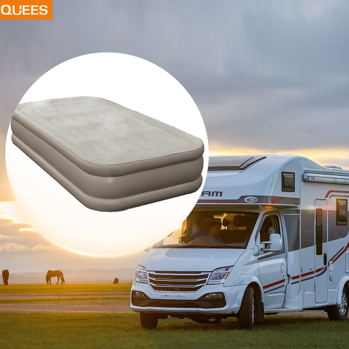 Thick Car Trunk Air Mattress with Air Cushion and Plush High Bed in Mica Color for Camping and Indoor Use