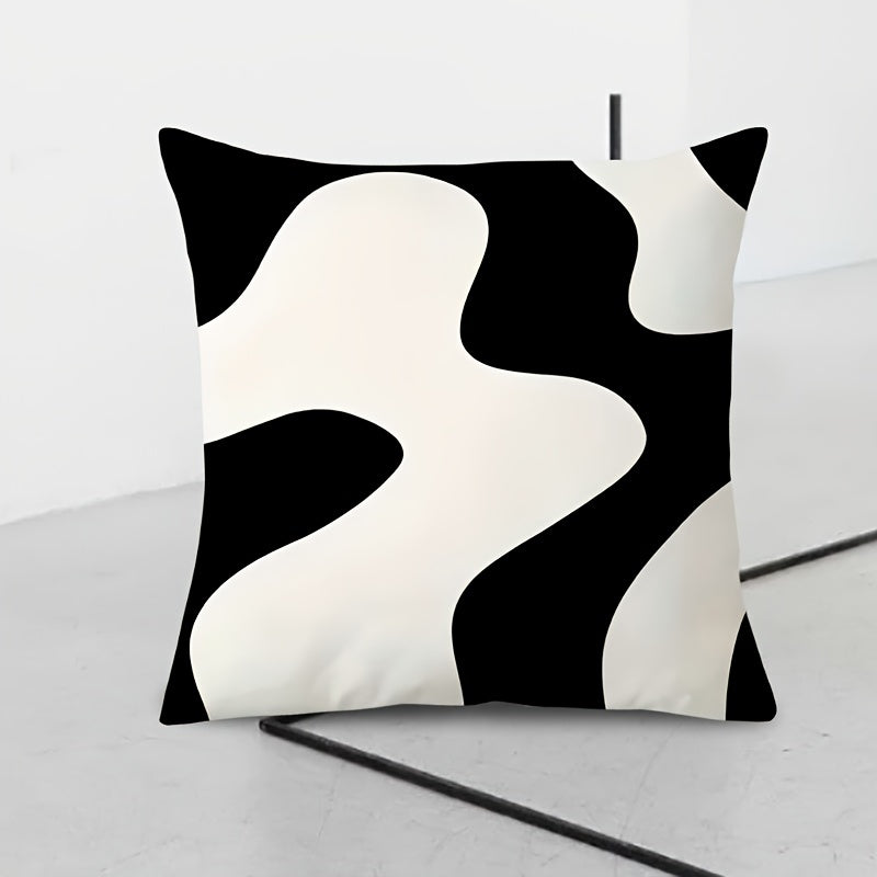 Geometric Abstract Art Pillowcase Black and White Double-Sided Decorative Pillow