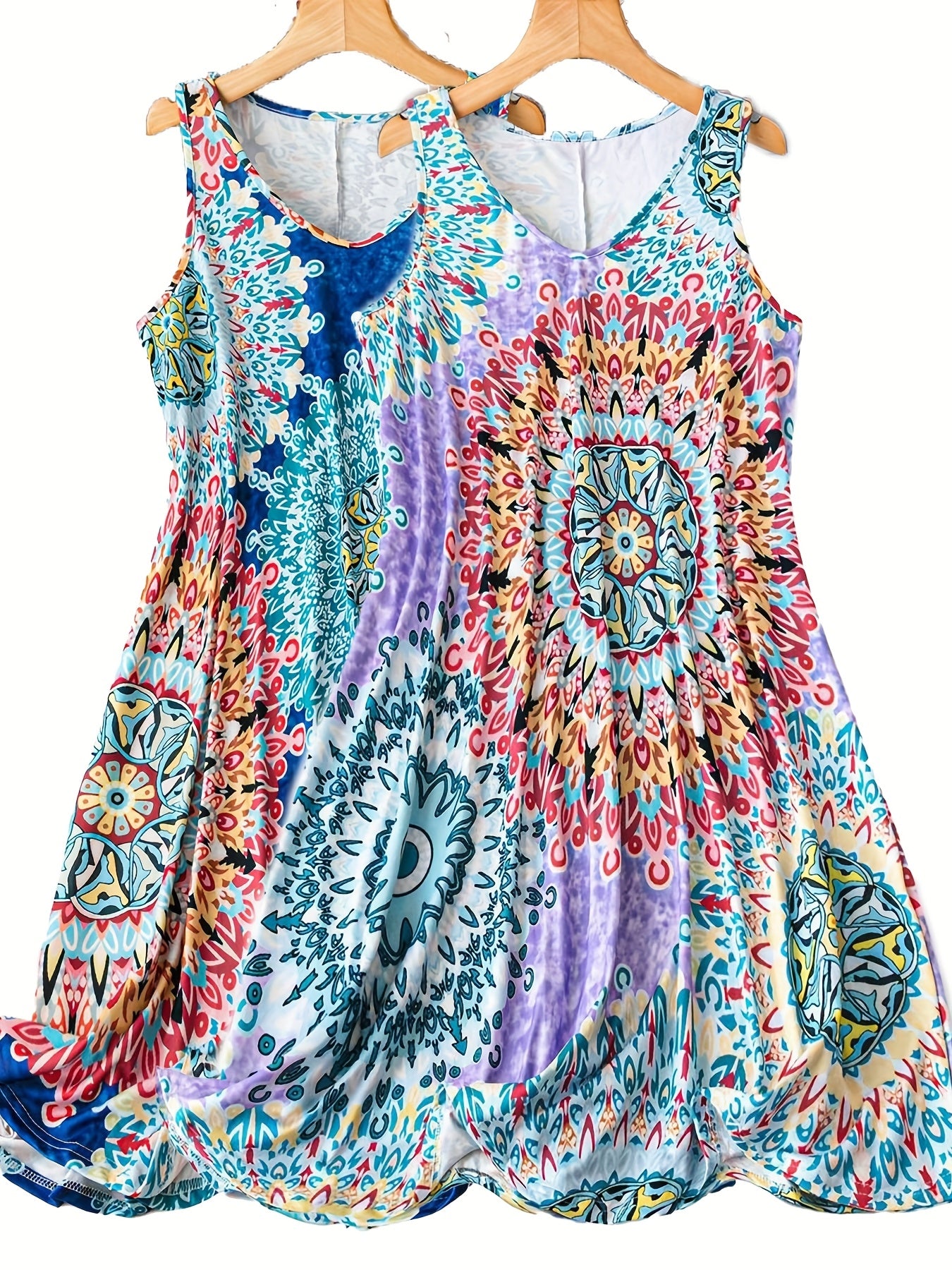 Women's Plus Size Floral Sleeveless Dress Set of 2