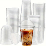 Set of 30 Leak-Proof 10oz Disposable Cups with Dome Lids for Smoothies Milkshakes Boba Tea