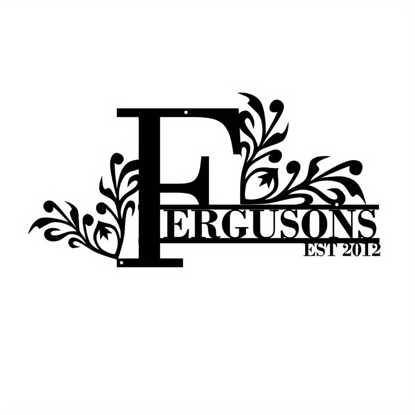 Personalized Metal Family Name Sign Custom Last Name and Date Outdoor Door Hanger