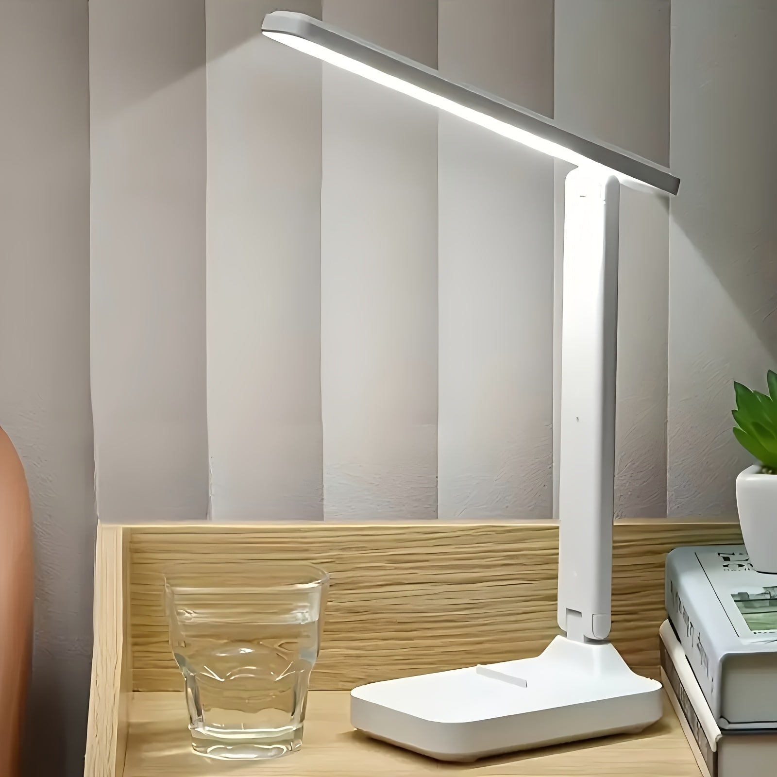 High-Brightness LED Desk Lamp with Touch Control, Adjustable Arm, Foldable, USB Rechargeable, 3-Color Temperatures
