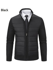 Men's Light Gray Polyester Casual Knit Jacket with Mandarin Collar for Hiking and Outdoor Activities