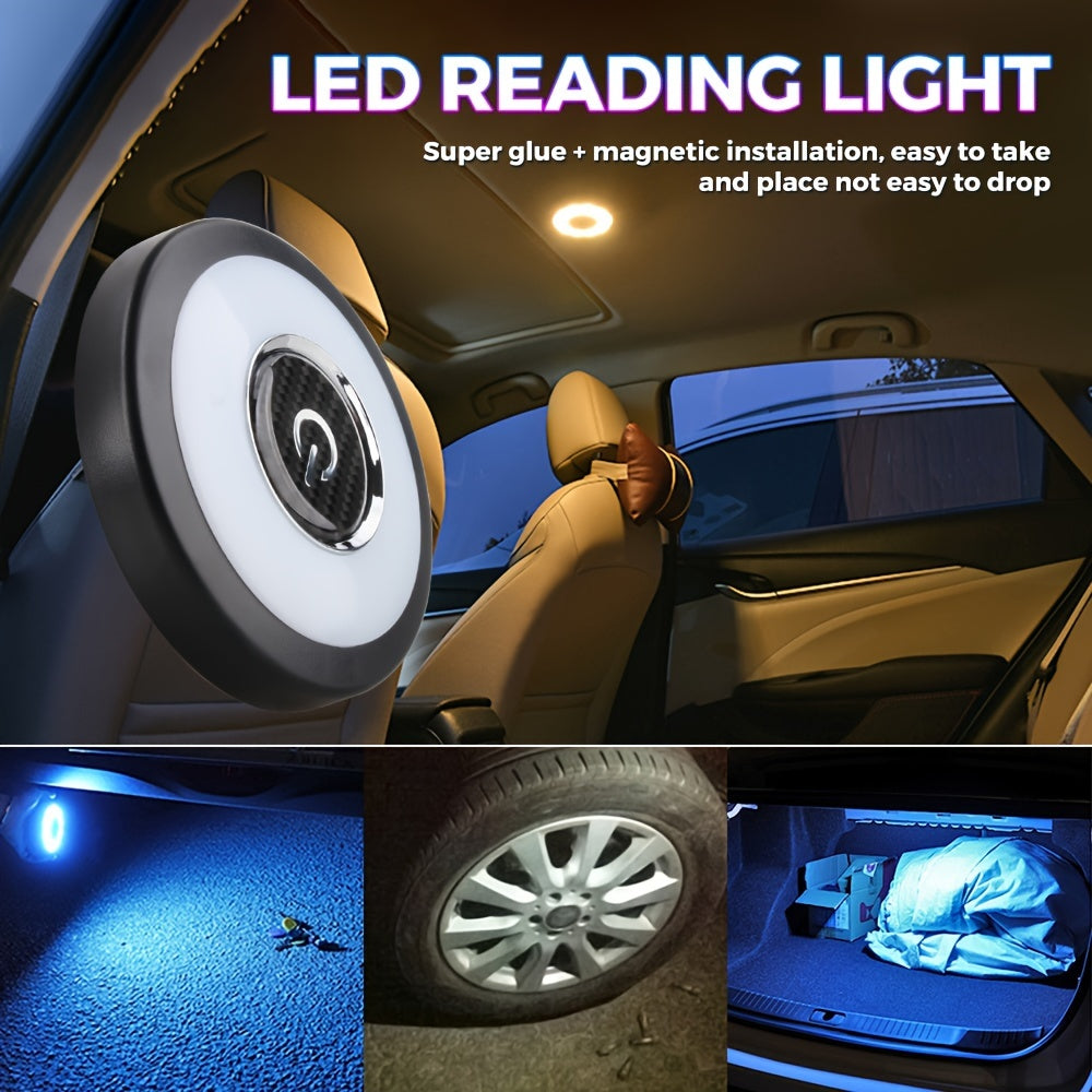 Luz interior de coche con LED recargable por USB con 3 colores, lámpara de techo magnética para vehículo, autocaravana y uso doméstico