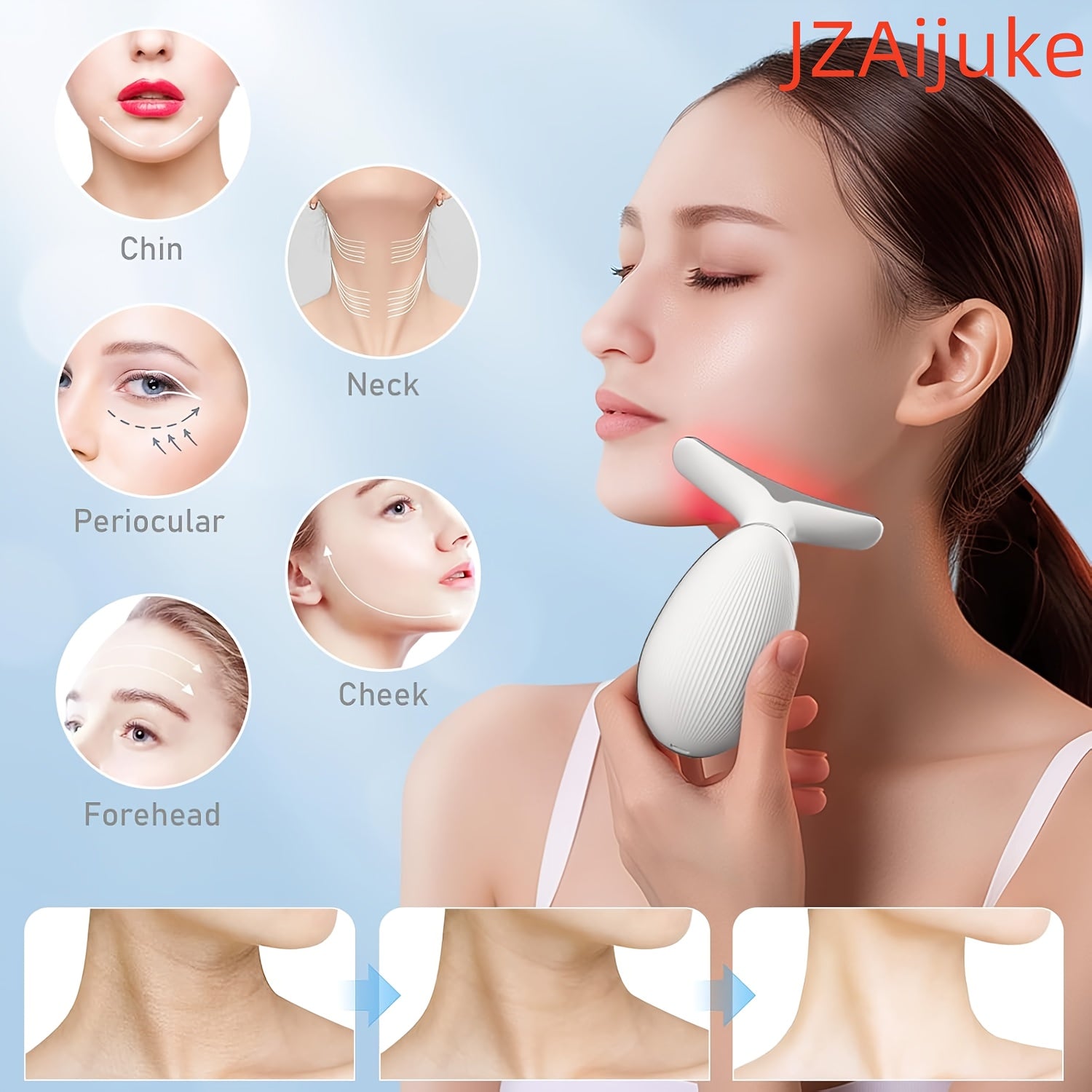 Facial and Neck Massager USB Rechargeable 500mAh Lithium Battery Skin Elasticity Wrinkle Reduction